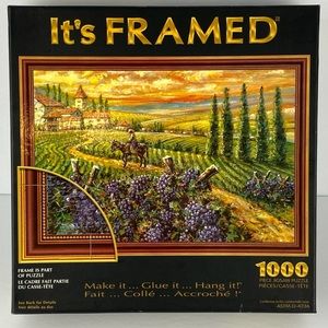 NEW It's Framed Jigsaw Puzzle Vineyard Painting 1000 Pieces 32X22 inches